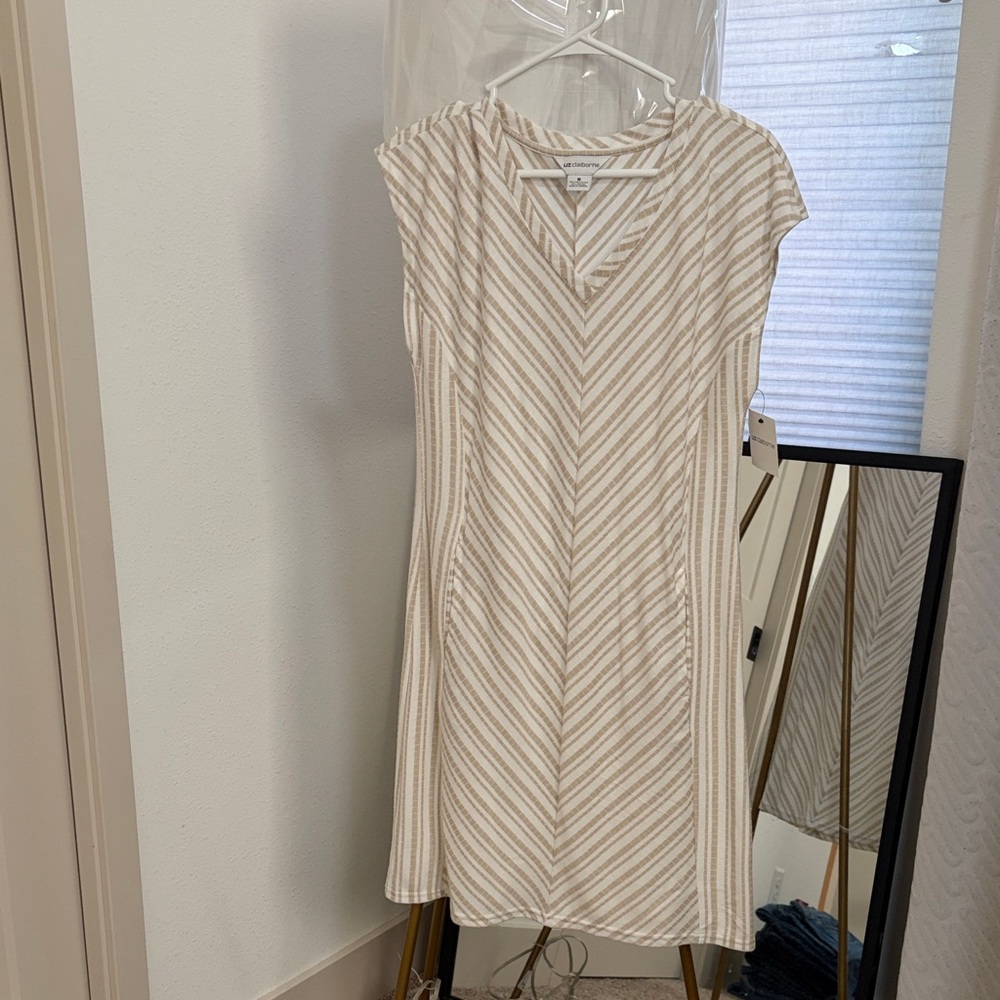 Liz Claiborne Beige and White Striped Top